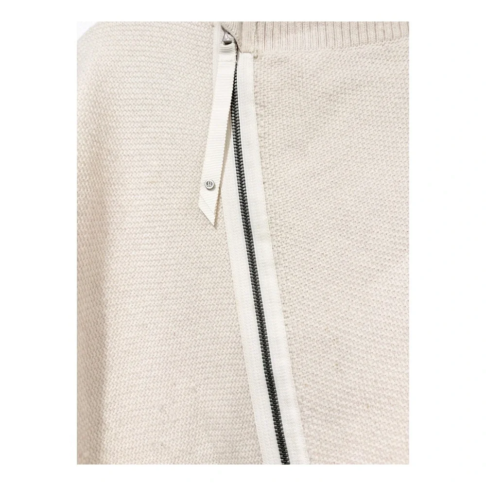Lululemon Merino Wool Asymmetrical‎ Zip Poncho Cream Knit Wrap O/S